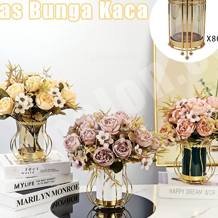 KF7 Vas Kaca Vas Bunga Besi Ruang Tamu Ruang Makan Meja Makan Lemari TV Meja Kopi Meja Hias Rangkaia