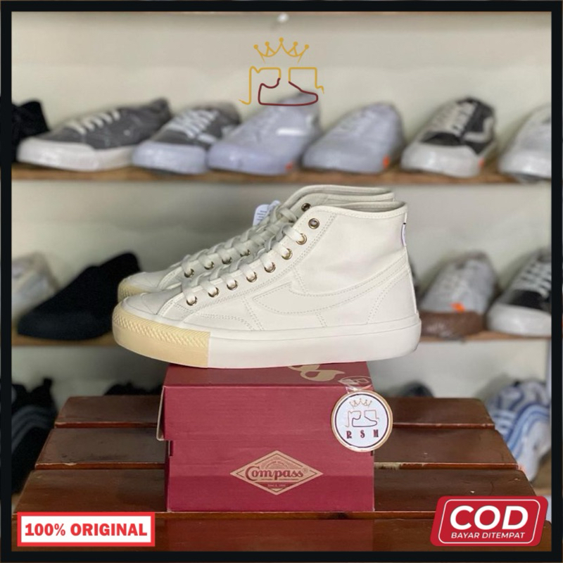 Sepatu Compass Gazelle Hi Cream