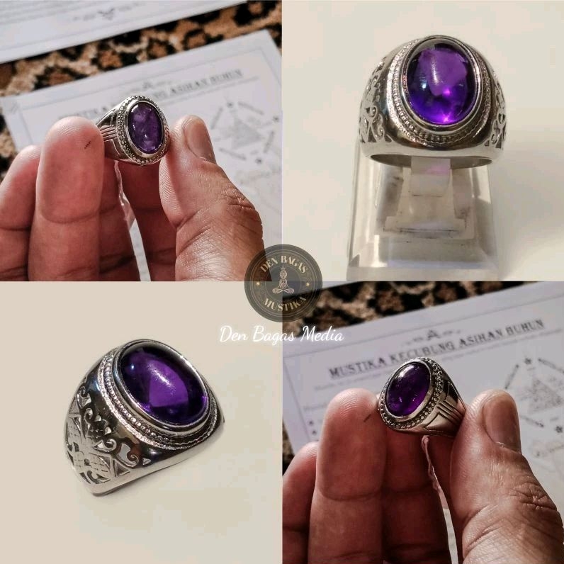 Cincin Kecubung Asihan / Batu akik  MUSTlKA KECUBUNG UNGU