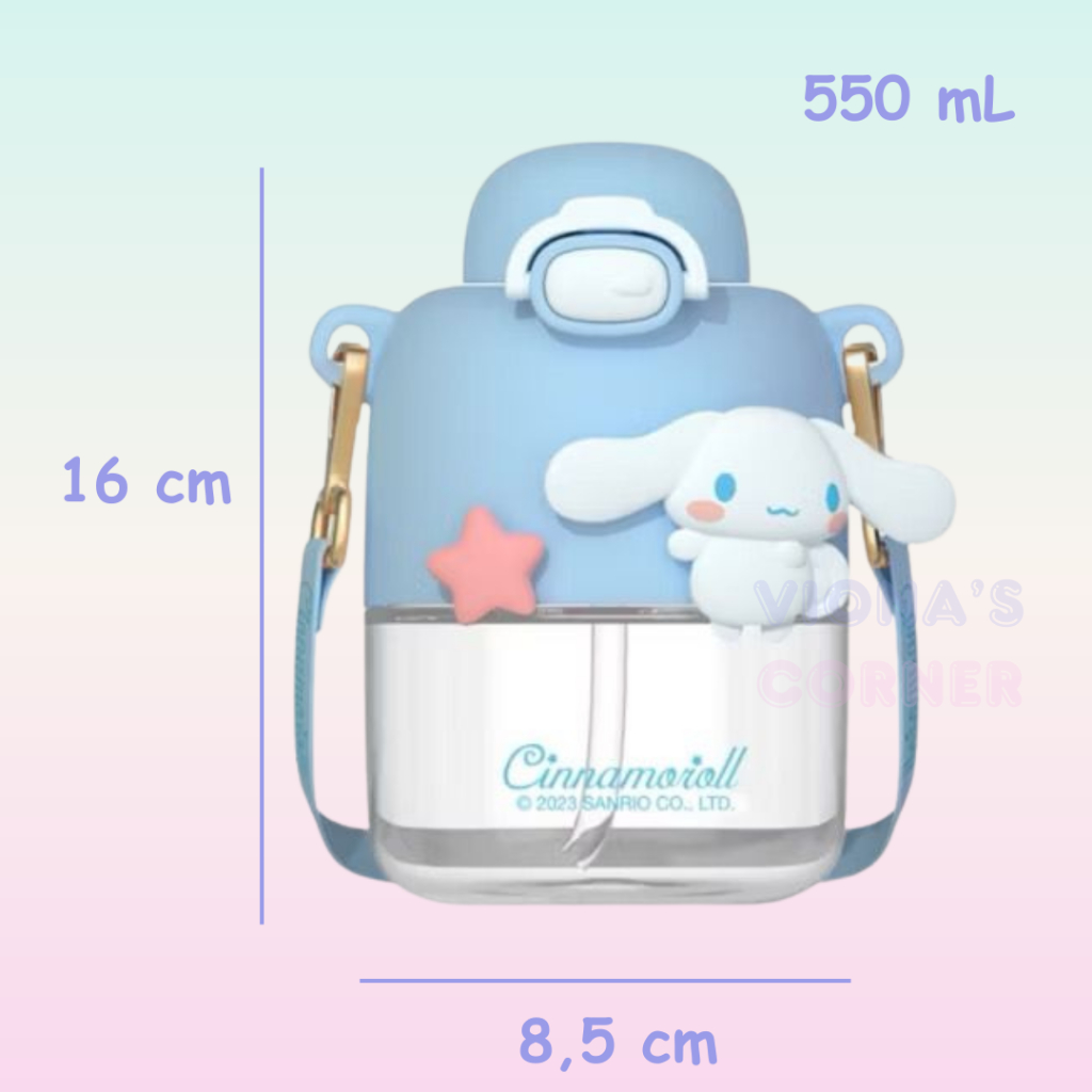 Botol Minum Sanrio Tempat Minum Kuromi Cinnnamoroll Melody Lucu Tali Panjang Tumbler Anak Perempuan