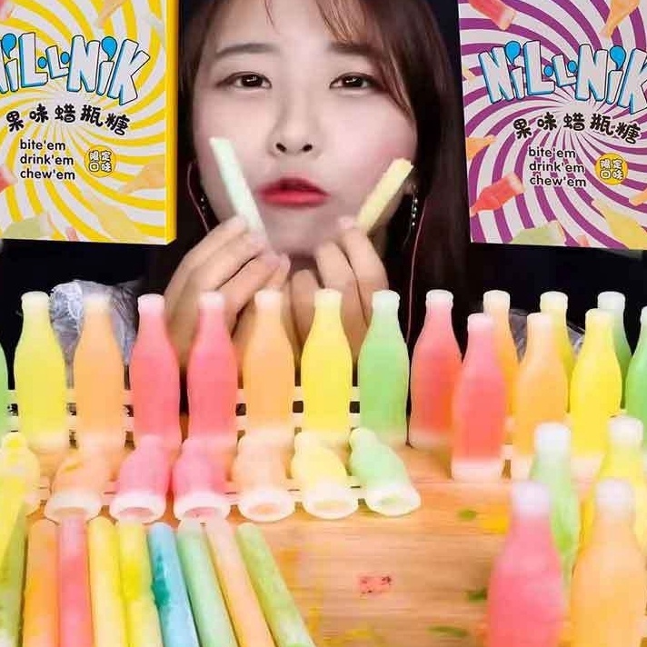 Khusus ORI wax bottle candy animal 4 pcs permen lilin edible korea