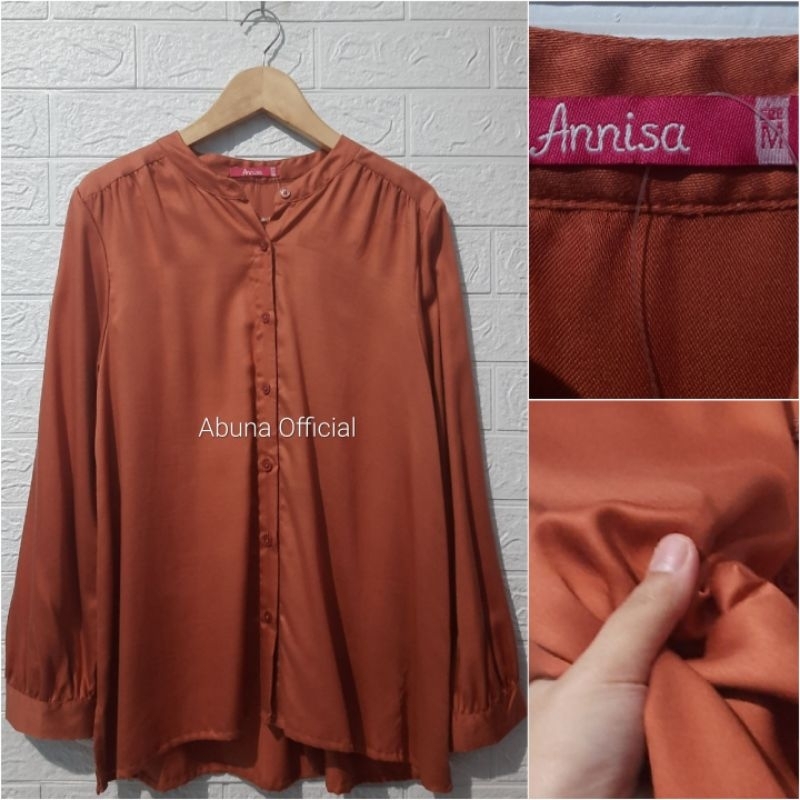 ANNISA blouse / atasan wanita hijab lengan panjang / tunik kemeja busui kancing depan / baju kerja f