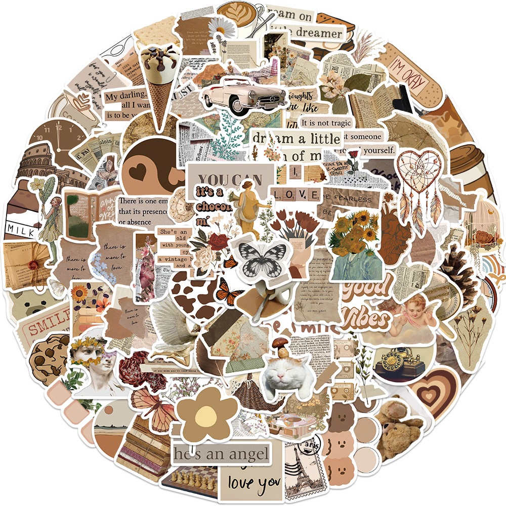 

COD✨60PCS Coretan kolase seni retro luncur/Buku Harian/Laptop/Sticker Helm Tahan Air Vinil/hp casing stiker tahan air berperekat