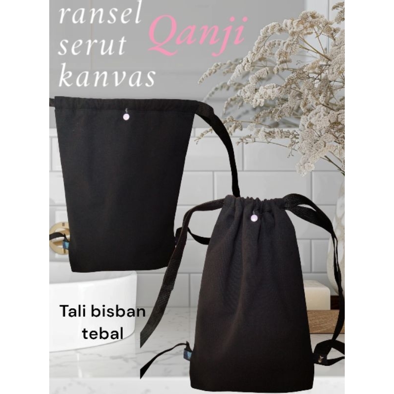 Tas ransel serut kanvas tebal premium