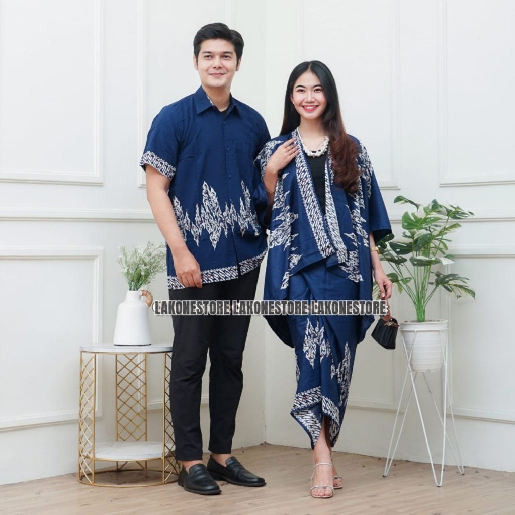 Rr Busana - Set Kebaya Couple Outfit Baju Kondangan One Set Batik Outer Rok Lilit Kimono Wanita