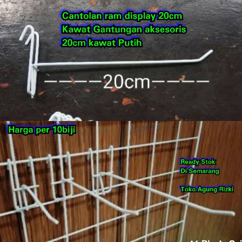 Cantolan ram display 20cm Kawat Gantungan aksesoris 20cm kawat Putih
