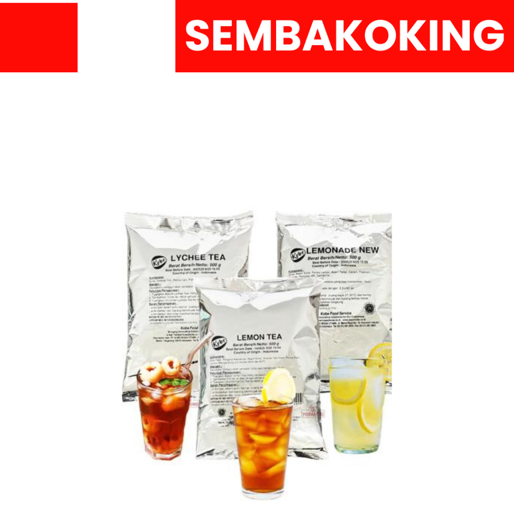 

KOBE TEA POWDER BUBUK LEMON TEA LYCHEE LEMONADE HALAL 500GR