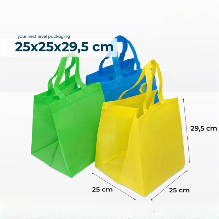 

(12pcs) Tas Jinjing Spundbond Kemasan Box Parcel Hadiah Goodiebag 3D Ukuran 25x25x29cm