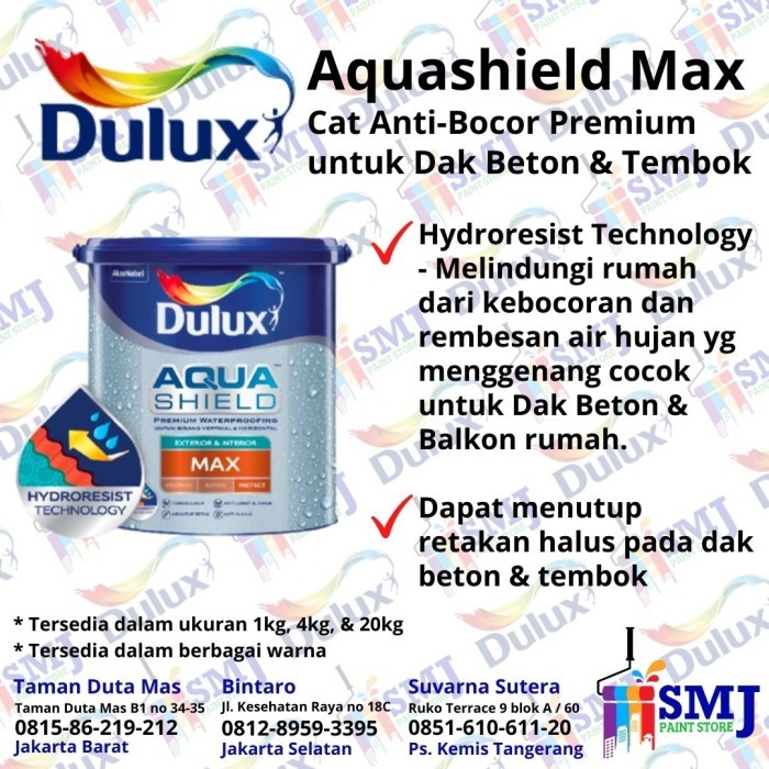 CAT PELAPIS ANTI BOCOR DULUX AQUASHIELD MAX WATERPROOFING 4 KG