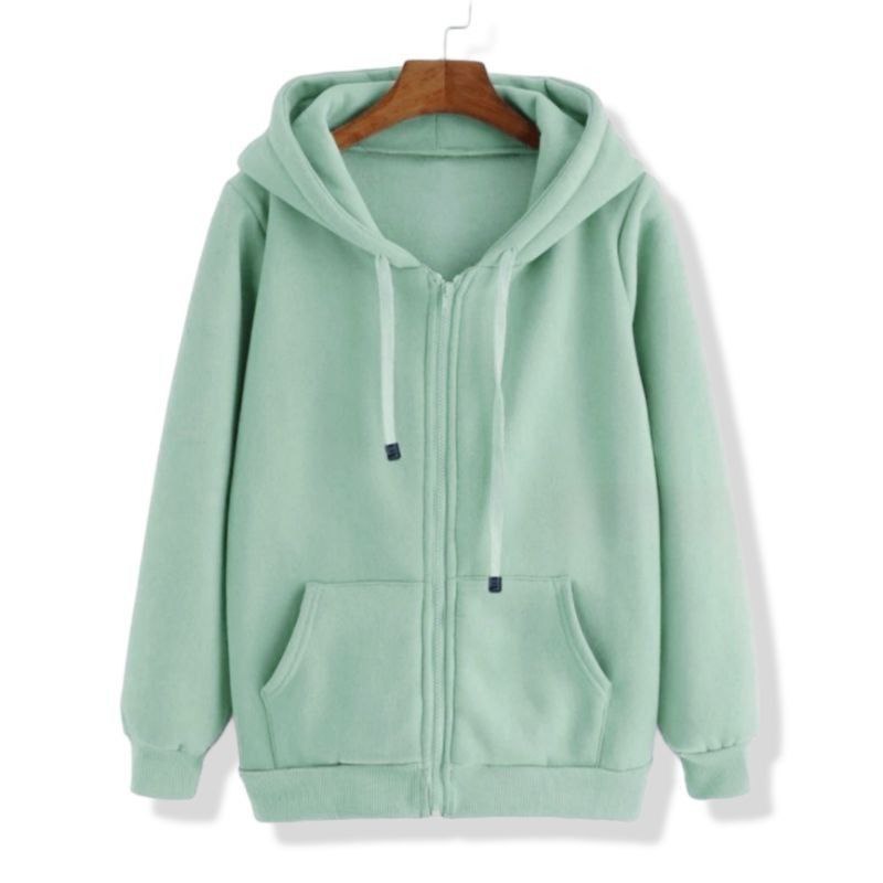 Jaket zipper hoodie oversize (S-7XL) Pria Wanita uniseks Big size POLOS Jumbo Katun Fleece Premium B