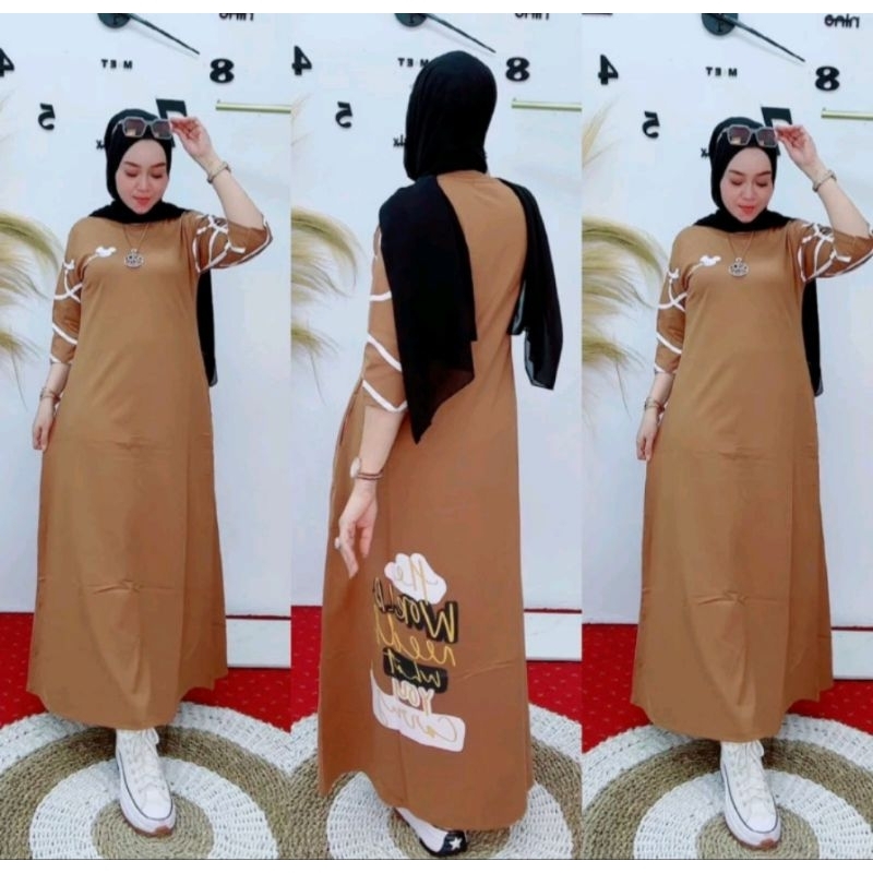 GAMIS WANITA KEKINIAN TERBARU KAOS COMBED 20S Standar XL Mickey Autenthic // Gamis Combed LD 110-120