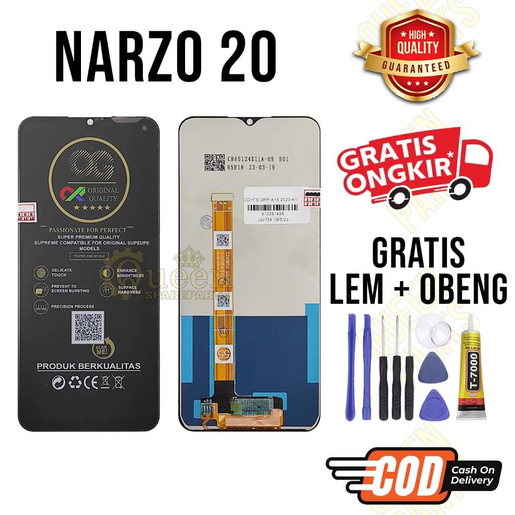 Lcd Touchscreen NARZO 20 Original OEM Lcd REALME NARZO 20 Fullset GRATIS LEM OBENG