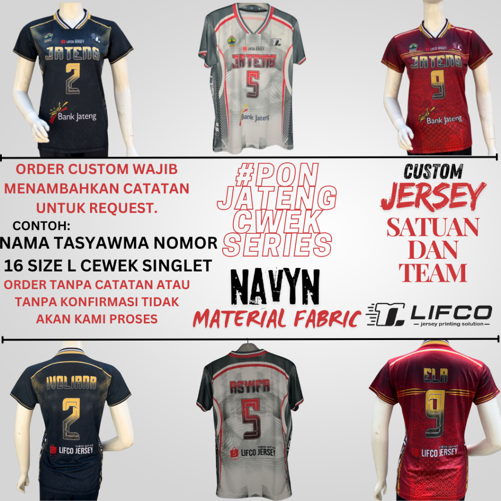 LIFCO JERSEY ORIGINAL CUSTOM JATENG SERIES CEWEK PON 2024 (FREE REQUEST NAMA.NOMOR.UKURAN)