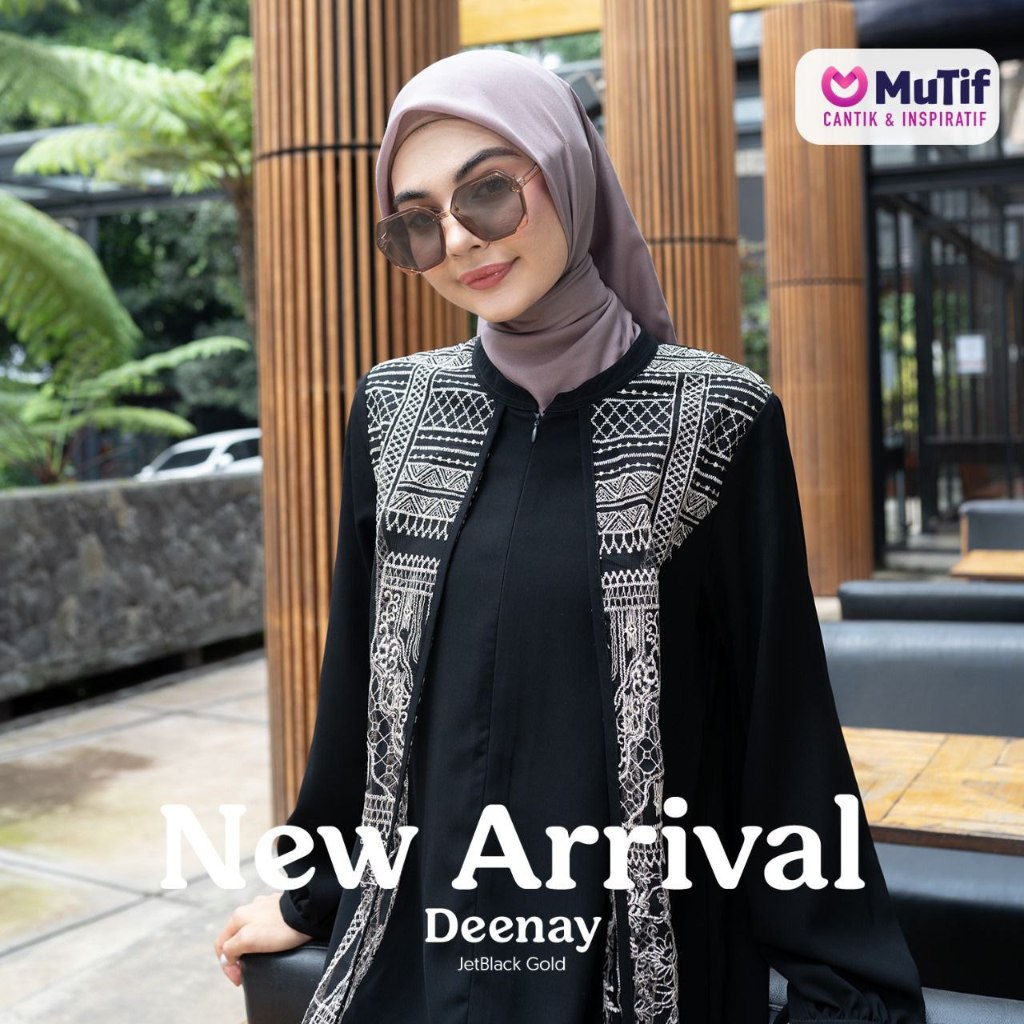 MuTif 100% ORI | Deenay Jetblack - Gold | Gamis Syar'i | Gamis MuTif