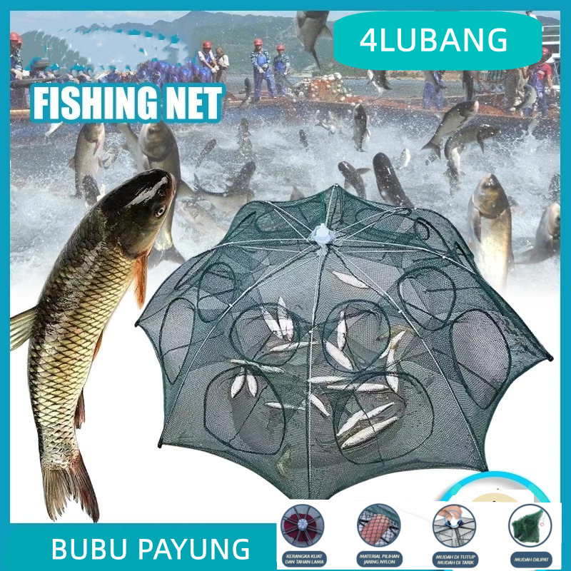 Payung Bubu 4 Lubang Jaring Jebakan Perangkap Udang ikan Kepiting / Jaring Bubu Perangkap Ikan