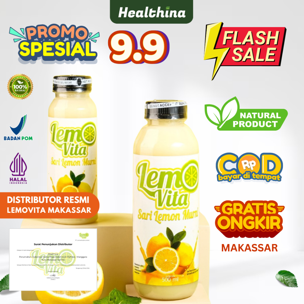 

BPOM 500ml Lemovita Fresh Sari Lemon Jus Lemon Murni 100% Jus Halal Alami (COD MAKASSAR)