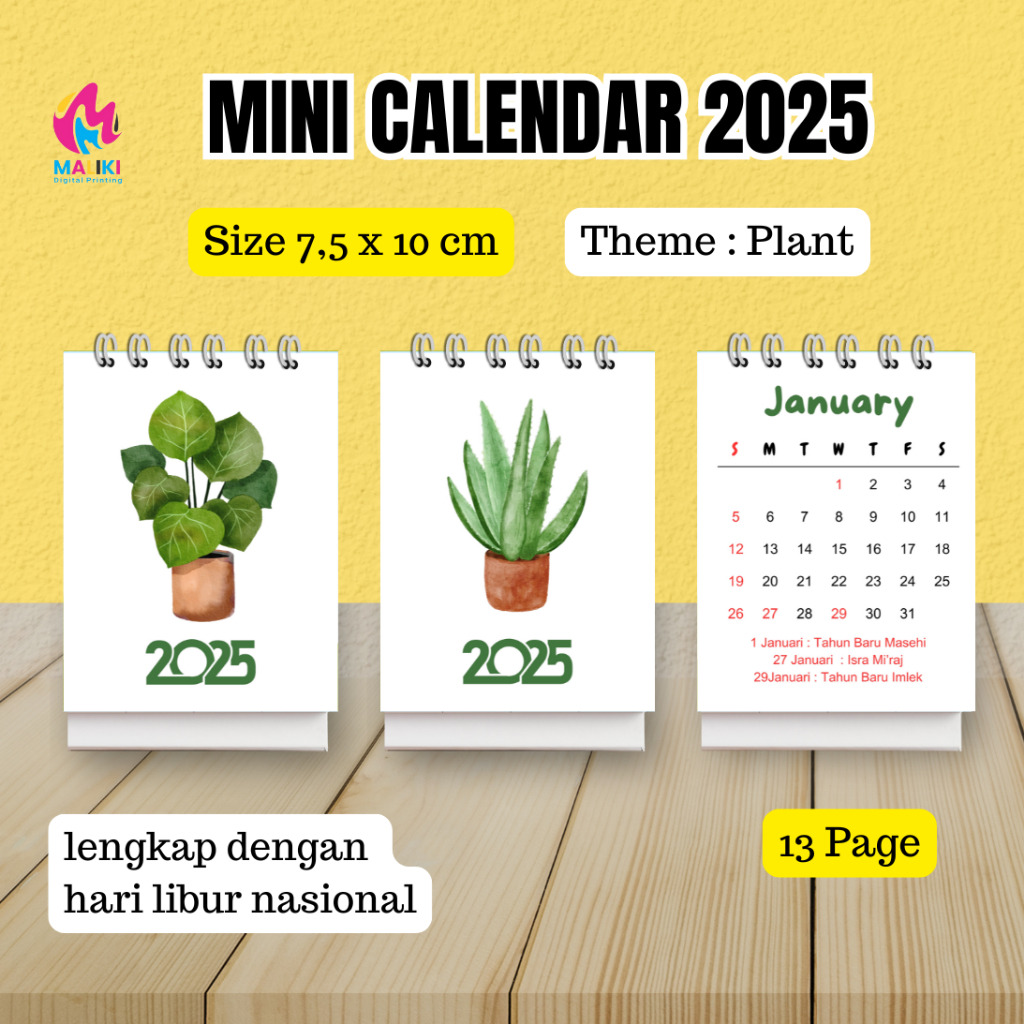 

Mini Calendar 2025 Tema Tumbuhan