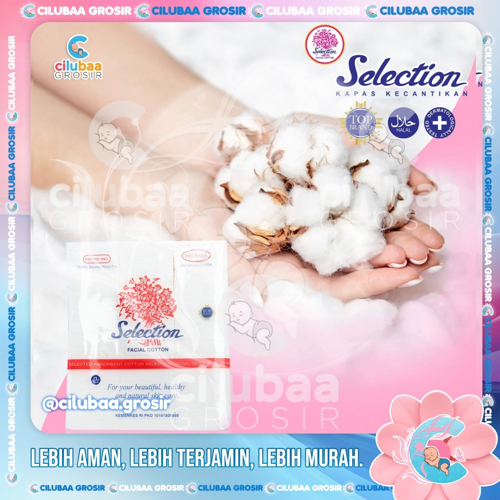 Selection Facial Cotton Kotak 50g || Kapas Selection Kotak - Kapas Kotak 50g BPOM