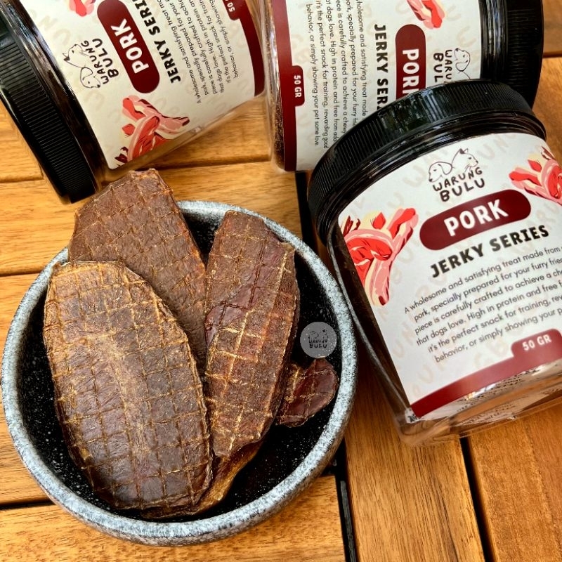 Pork Jerky 50 gram | Snack for  Dog | Nutrisi Anjing dari 100% daging Babi / Pork | Makanan Anjing s
