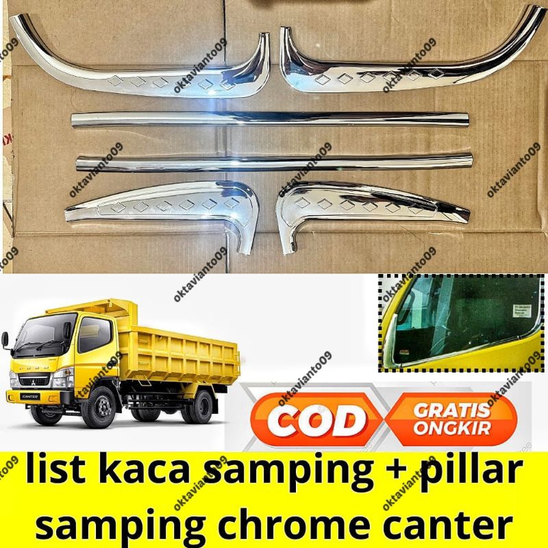 List kaca samping + pilar samping Canter chrome