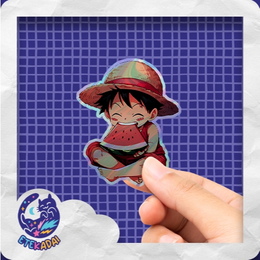 

Stiker Hologram Anime One Piece Luffy Semangka