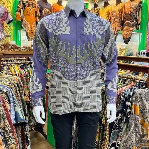 kemeja batik Qistina katun ungu taro