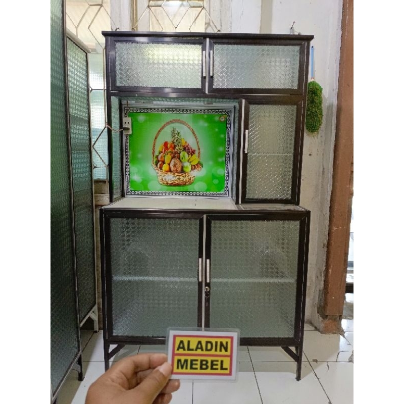 Rak piring datar gerang alumunium coklat