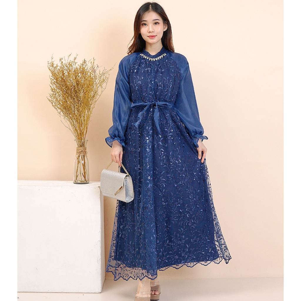 Ken - 285 Long dress Pesta Wanita Elegan / Baju Gamis Kondangan / Gaun Panjang Remaja Hijab