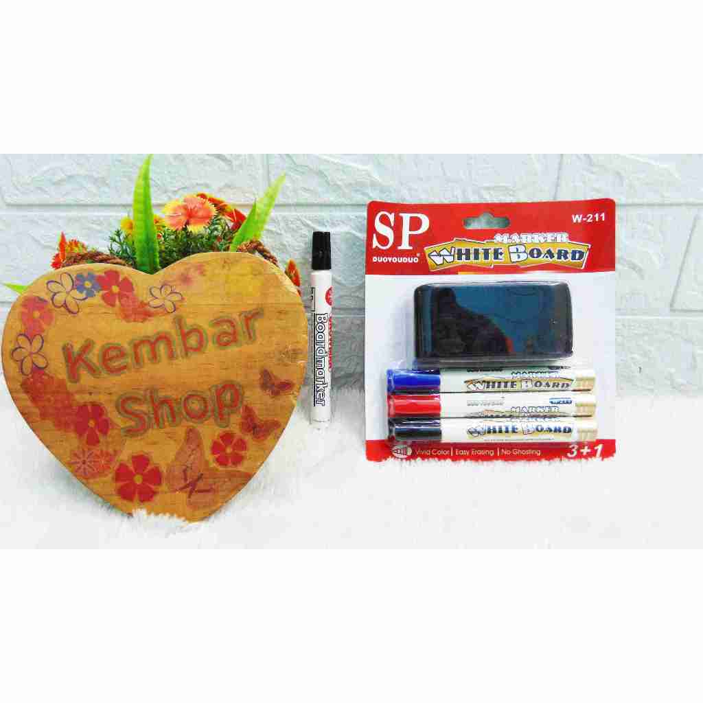 

C-802 PAKET HEMAT 4in1 Penghapus papan tulis White Board dan 3 spidol Warna
