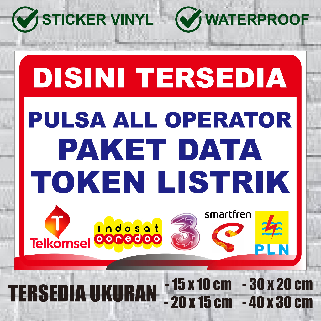 Sticker Jual Pulsa / Paket  Data / Token Listrik