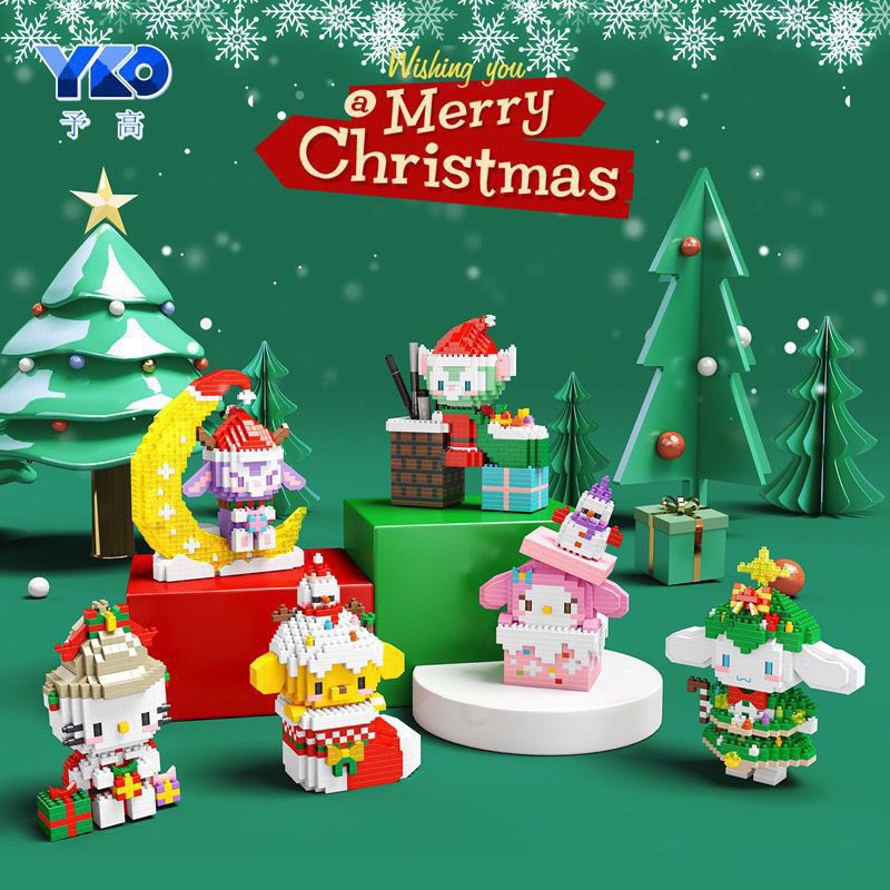 Sanrio Christmas Bricks Melody Kuromi Cinnamoroll Pompompurin Hello Kitty Christmas Gift Hadiah Nata