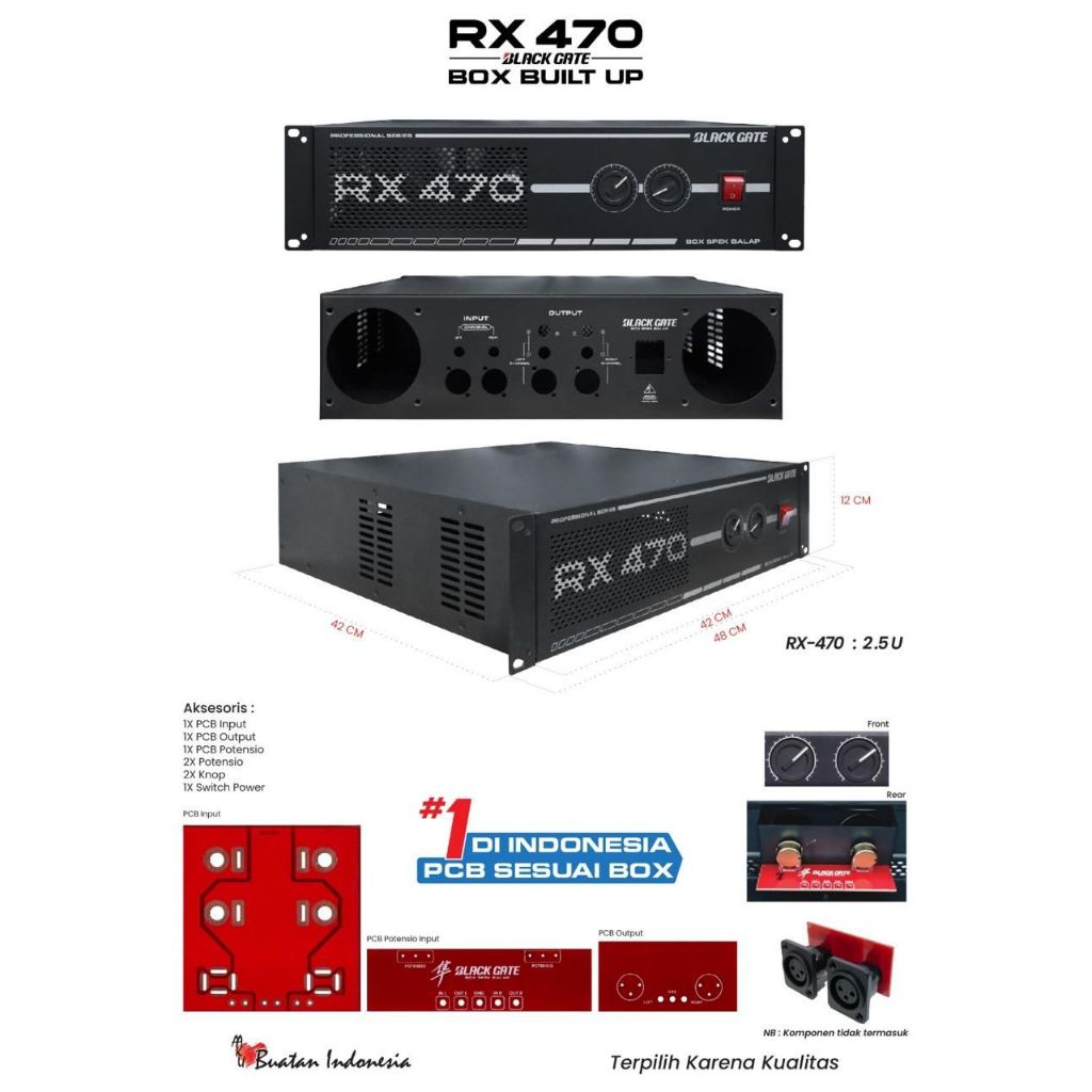 Box Power Black Gate RX 470 Ukuran 2,5U - Original & Terbaru