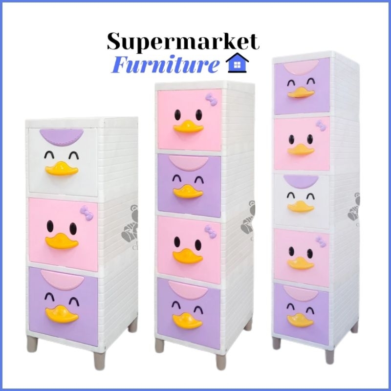 LEMARI PLASTIK CLUB ALFA DUCK BEBEK SPECIAL EDITION PINK PURPLE RAK SERBAGUNA RAK MAINAN RAK BAJU AN