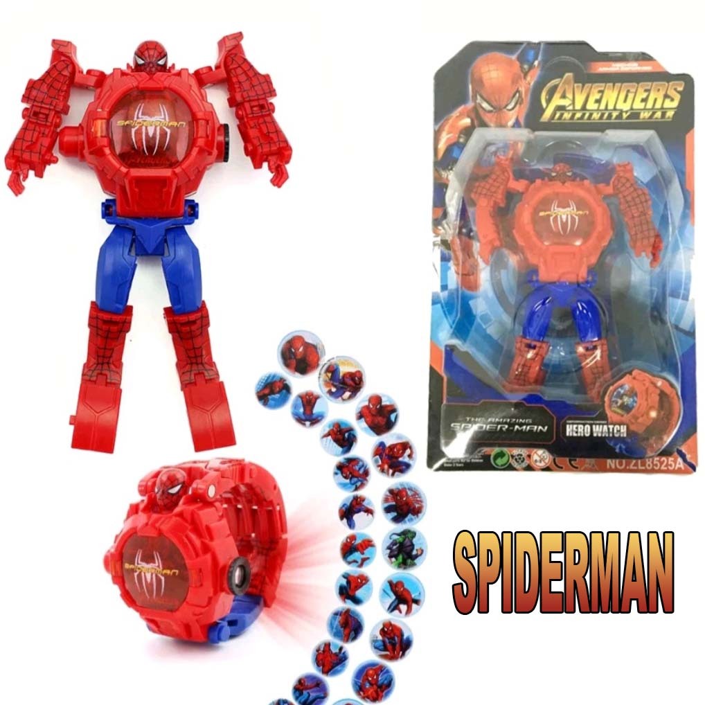 Jam tangan robot anak,mainan anak, robot spiderman,Ultraman, IronMan,Batman,Kapten Amerika