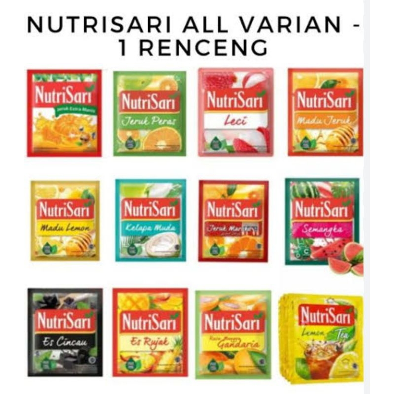 

Nutrisari Aneka rasa 1 renceng isi 10 pcs