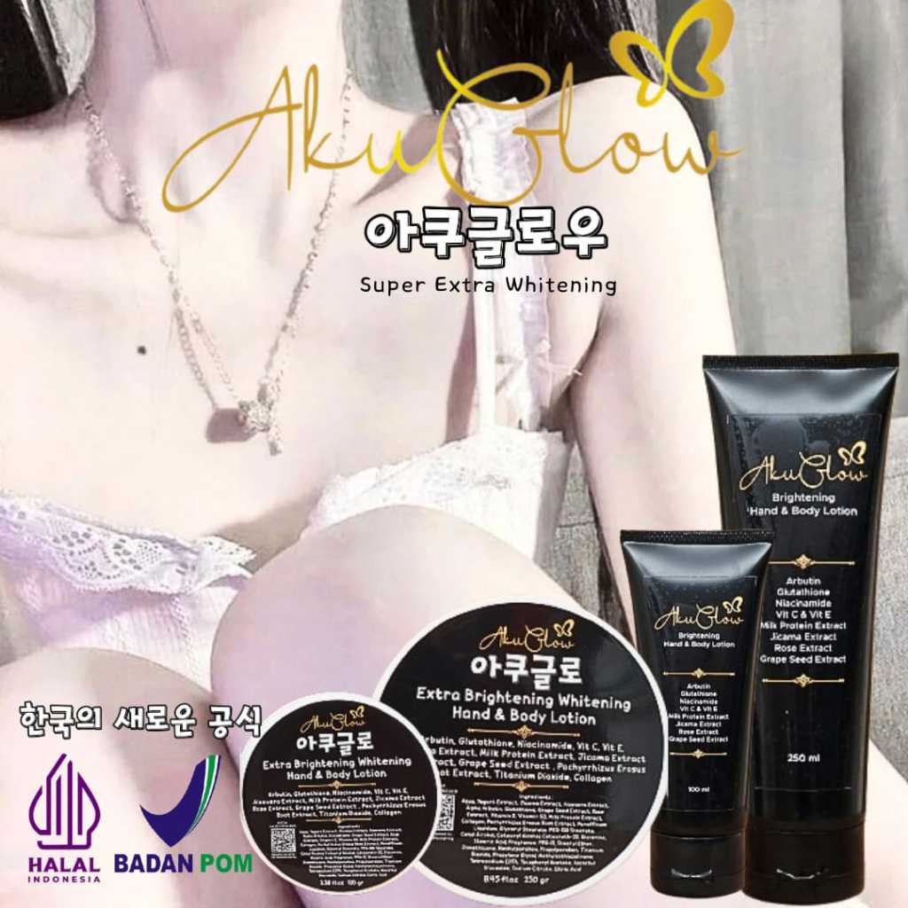 Akuglow Whitening Lotion Extra HB Kromosom Dosting Kojic Acid Pemutih Badan Ampuh Permanen Handbody 