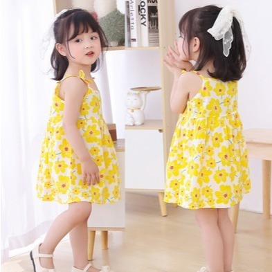 PROMO DRESS MOTIF CANTIK ANAK PEREMPUAN TALI KECIL HARGA MURAH