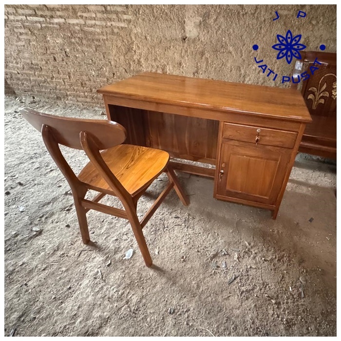 Meja belajar set kursi kayu jati - meja kerja kantor