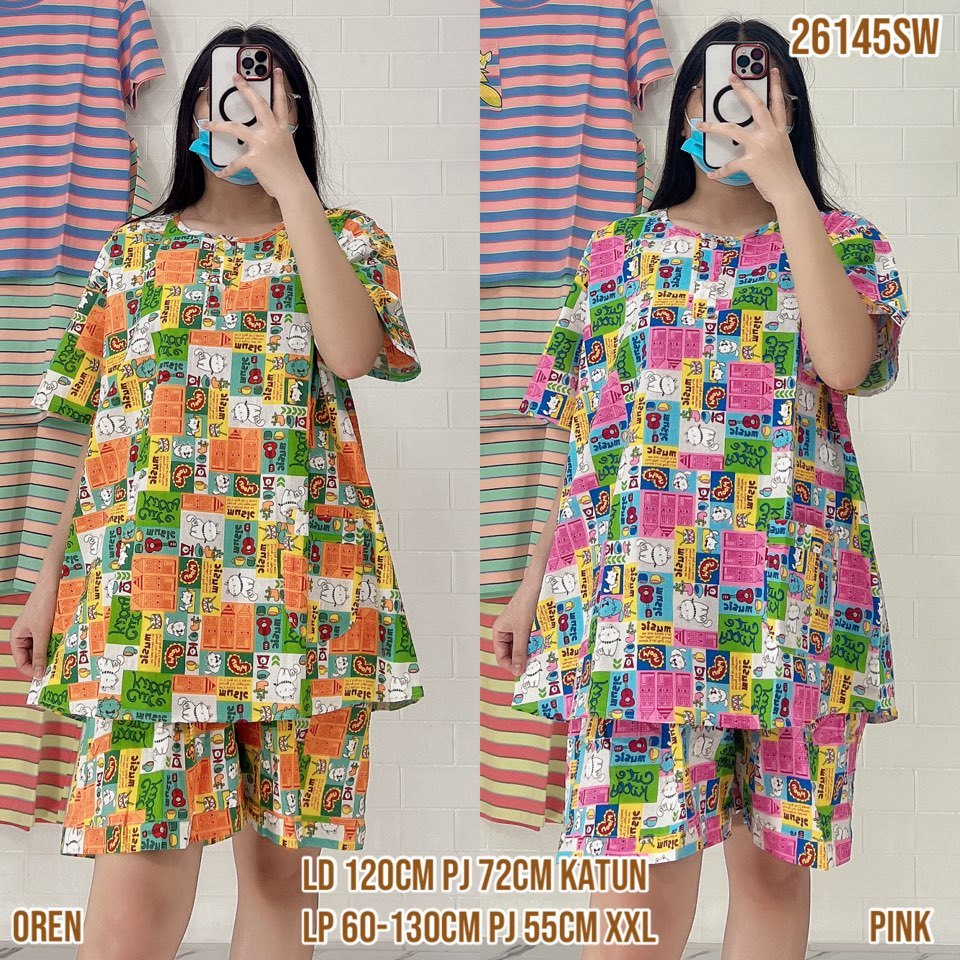 nk Baju Tidur Merlin XXL Jumbo Setelan Katun Motif karakter - Bahan Katun Premium