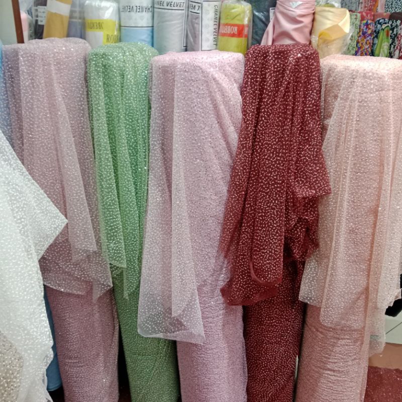 BAHAN KAIN TILE SALJU PAYET SQUIN TILE SNOW GLITER