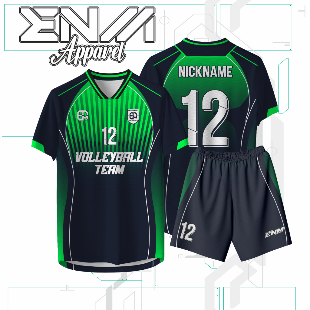 JERSEY VOLLY GREEN LOCK CUSTOM BAJU VOLI COWOK CEWEK FULL PRINT GRATIS NAMA,TEAM,SPONSOR,NOMOR,LOGO
