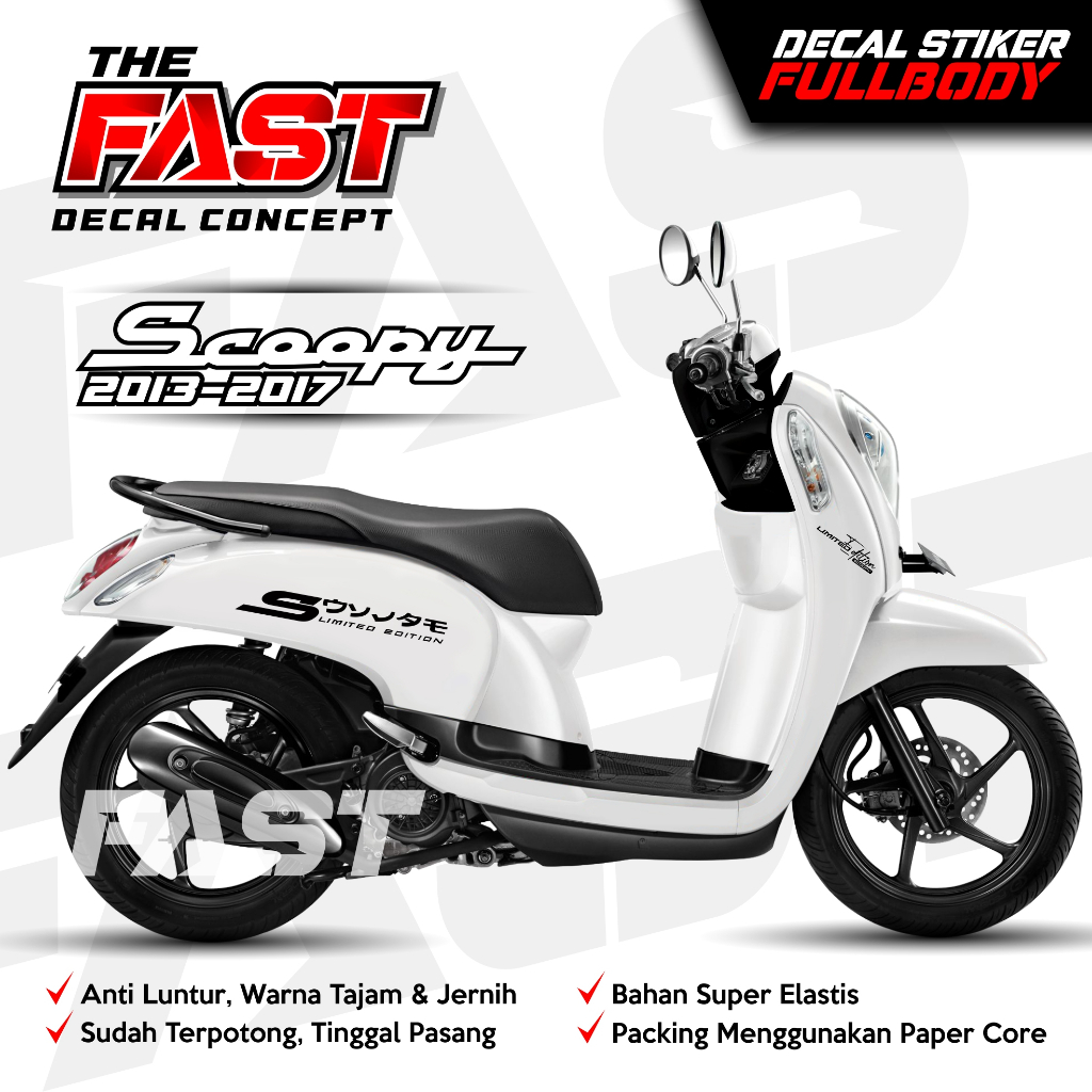 Stiker Decal Keren Simpel Polos Motor Honda Scoopy Fi 2013-2017 Fullbody Sticker Striping Variasi