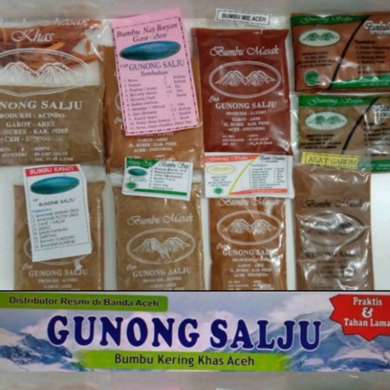 

GUNONG SALJU Bumbu Masak Aceh | Kari, Msk Putih, Rendang, Mie Aceh, Briyani, Sop, Kanji,Garom,Bandrek
