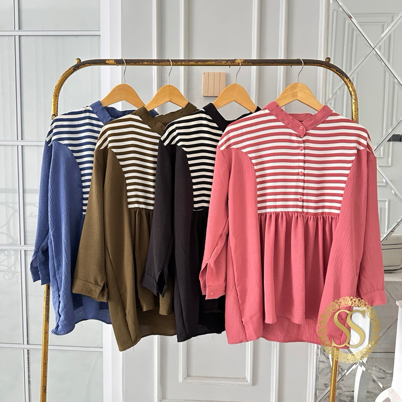 SARA BLOUSE / ATASAN BLOUSE WANITA / KATUN RAYON CRINKLE