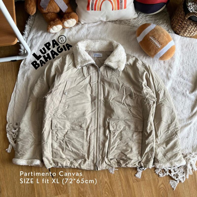 PARTIMENTO Cream Canvas Work Jaket size L fit XL | 100% Original