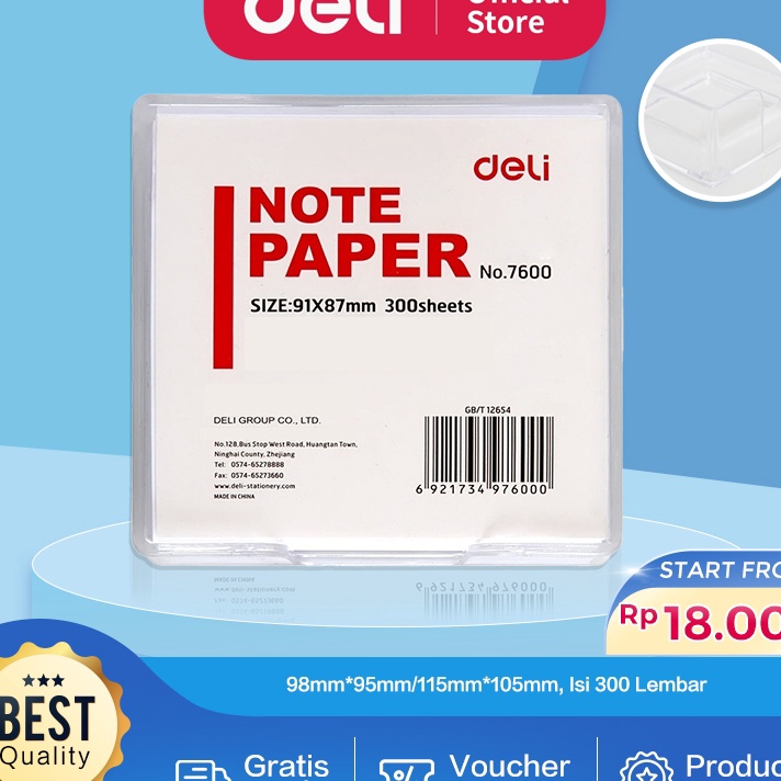 

BONUS SPESIAL MENANTI ANDA Deli Memo Paper Kertas Memo 3 Lembar Kemasan Warna Putih 76 761