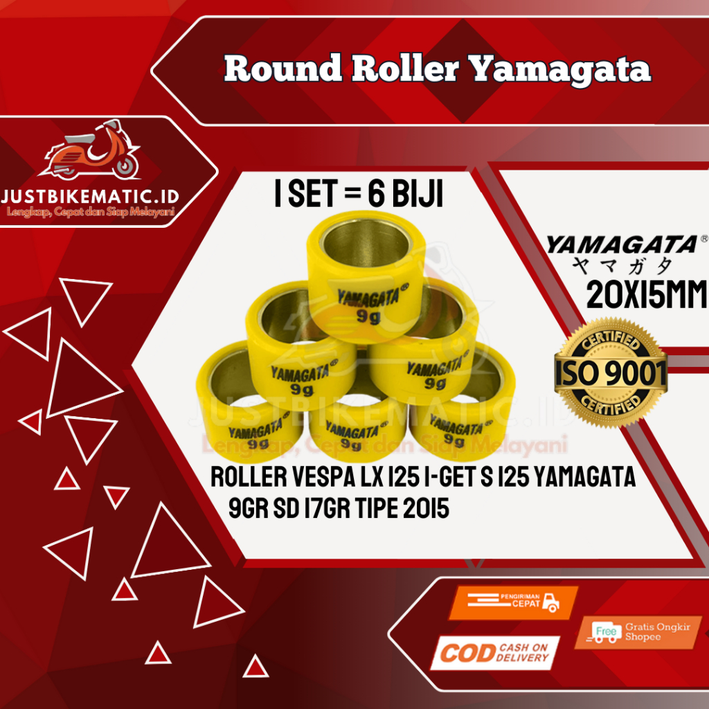 Round Roller Vespa IGET I-GET S LX 125 cc 7 gr 9 gr 10 gr 11 gr 12 gr 13 gr 14 gr 15 gr 17 gr 18 gr 