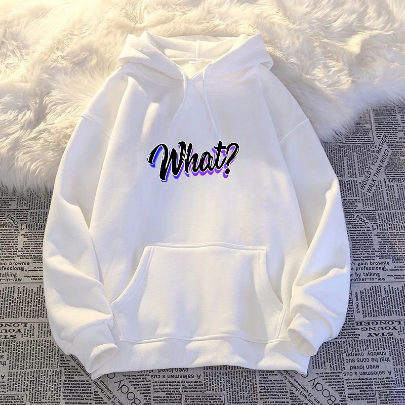 COD✅ Sweater Hoodie Jumper Atasan WHAT? Pria & Wanita Remaja Hoodie Korean Style Bahan FLEECE