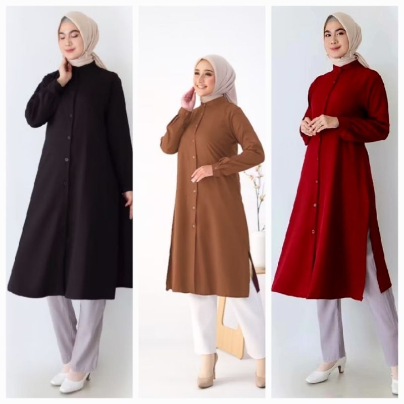 long tunik polosan wanita muslimah kekinian NIBY TUNIK standar jumbo tunik busui warna basic trendy