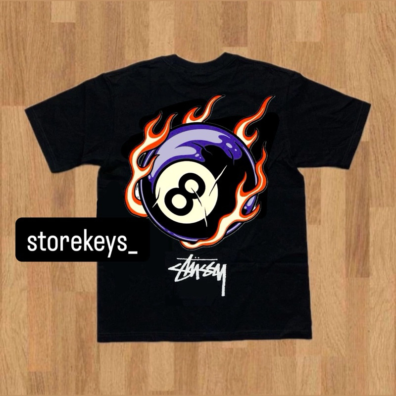 (FREE PAPPER BAG) KAOS STUSSY 8BALL PURPLE TSHIRT STUSSY 8BALL API